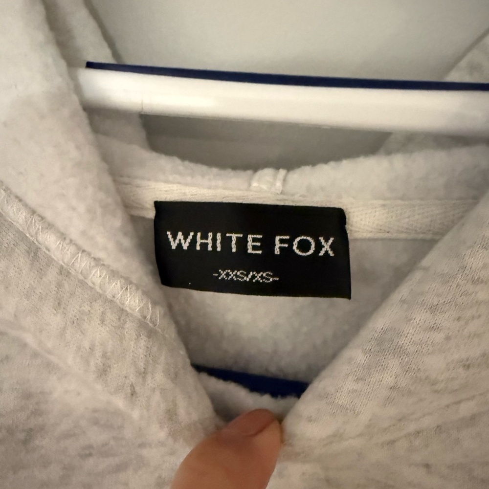 White Fox Boutique Gray Hoodie with Blue Logo - Picture 3 of 3